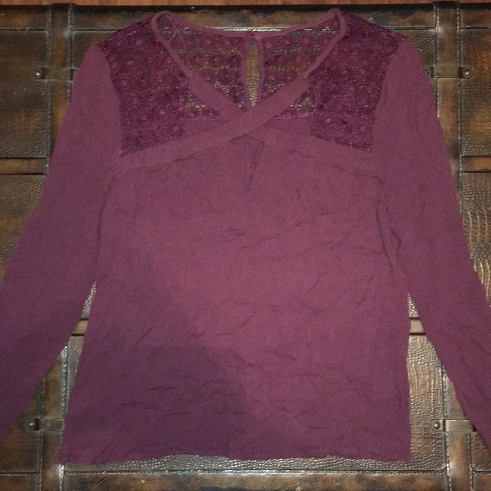 Burgundy long sleeve blouse